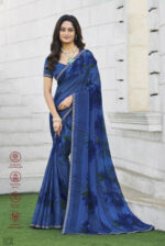 Laxmipati Bansuri Sharmili Chiffon Blue Saree