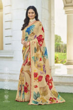 Laxmipati Bansuri Marble Chiffon Butti Chikoo Saree