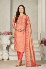 Cream Red Chanderi Suit Set