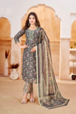 Brown Chanderi Suit Set with Dupatta