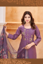 Wine Chanderi Suit Set