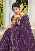 Bansuri Satin Chiffon Lavender Saree