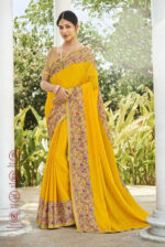 Bansuri Satin Chiffon Gold Saree