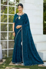 Bansuri Satin Chiffon Navy Blue Saree