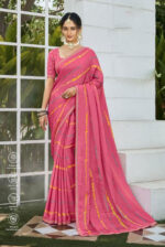 Bansuri Satin Chiffon Pink Saree