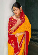 Bansuri Sparkle Chiffon Gold Saree