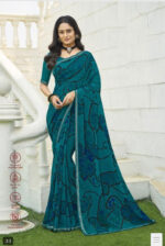 Georgette Saree Laxmipati Bansuri Dark Rama Saree